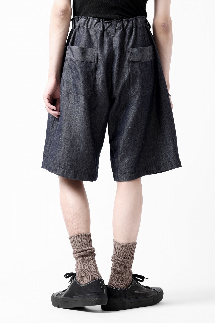 画像をギャラリービューアに読み込む, CAPERTICA 2-TUCK WIDE SHORTS / WASHABLE WOOL x LINEN GABARDINE (DARK NAVY)