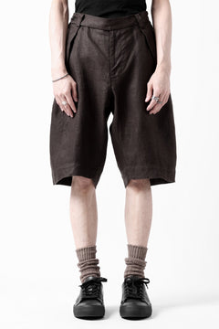 画像をギャラリービューアに読み込む, COLINA TUCK SHORTS / SAFILIN LINEN HERRINGBONE (BROWN)