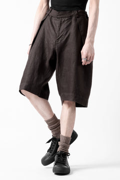 画像をギャラリービューアに読み込む, COLINA TUCK SHORTS / SAFILIN LINEN HERRINGBONE (BROWN)