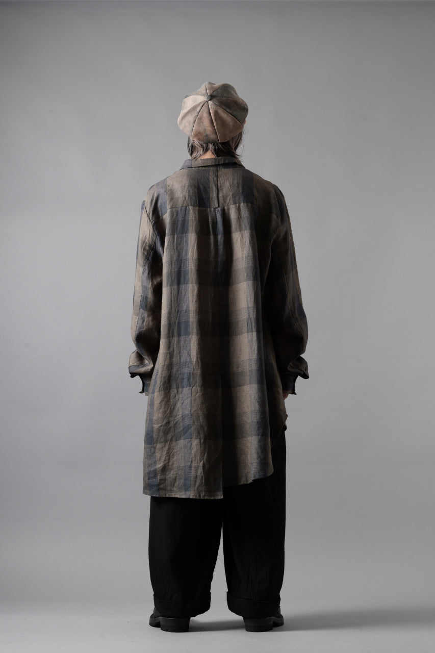 画像をギャラリービューアに読み込む, Aleksandr Manamis Asymmetry Shirt / Organic Linen (CHECKED)
