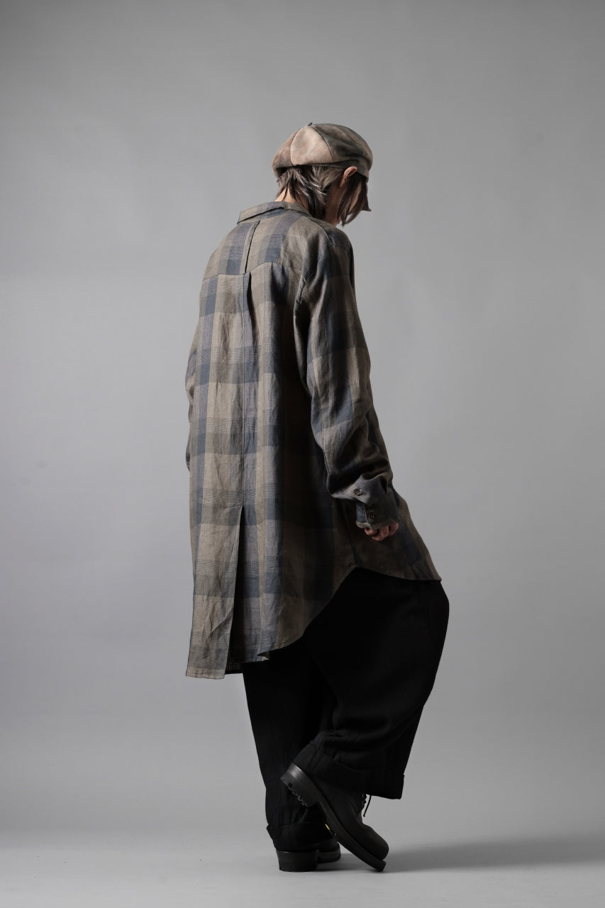 画像をギャラリービューアに読み込む, Aleksandr Manamis Asymmetry Shirt / Organic Linen (CHECKED)