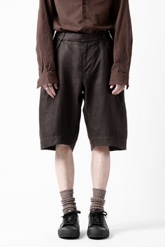 画像をギャラリービューアに読み込む, COLINA TUCK SHORTS / SAFILIN LINEN HERRINGBONE (BROWN)