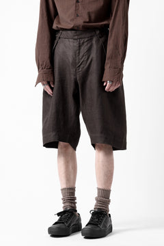 画像をギャラリービューアに読み込む, COLINA TUCK SHORTS / SAFILIN LINEN HERRINGBONE (BROWN)