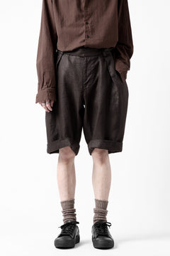 画像をギャラリービューアに読み込む, COLINA TUCK SHORTS / SAFILIN LINEN HERRINGBONE (BROWN)