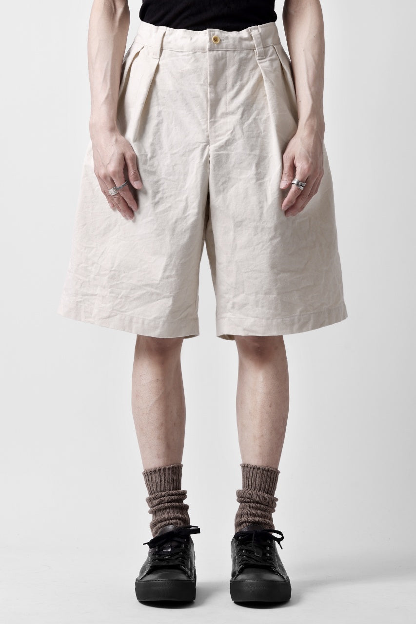 画像をギャラリービューアに読み込む, CAPERTICA 2-TUCK WIDE SHORTS / ARMY CANVAS (KINARI)