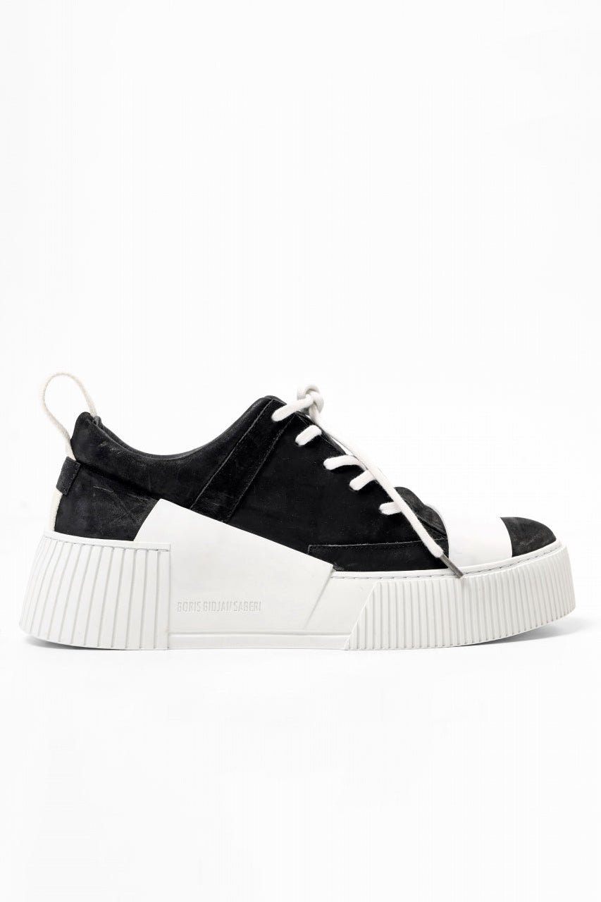 Load image into Gallery viewer, BORIS BIDJAN SABERI HORSE LEATHER LOW CUT SNEAKER / WASHED AND HAND TREATED "BAMBA2.1" (BLACK x LIGHT GREY)