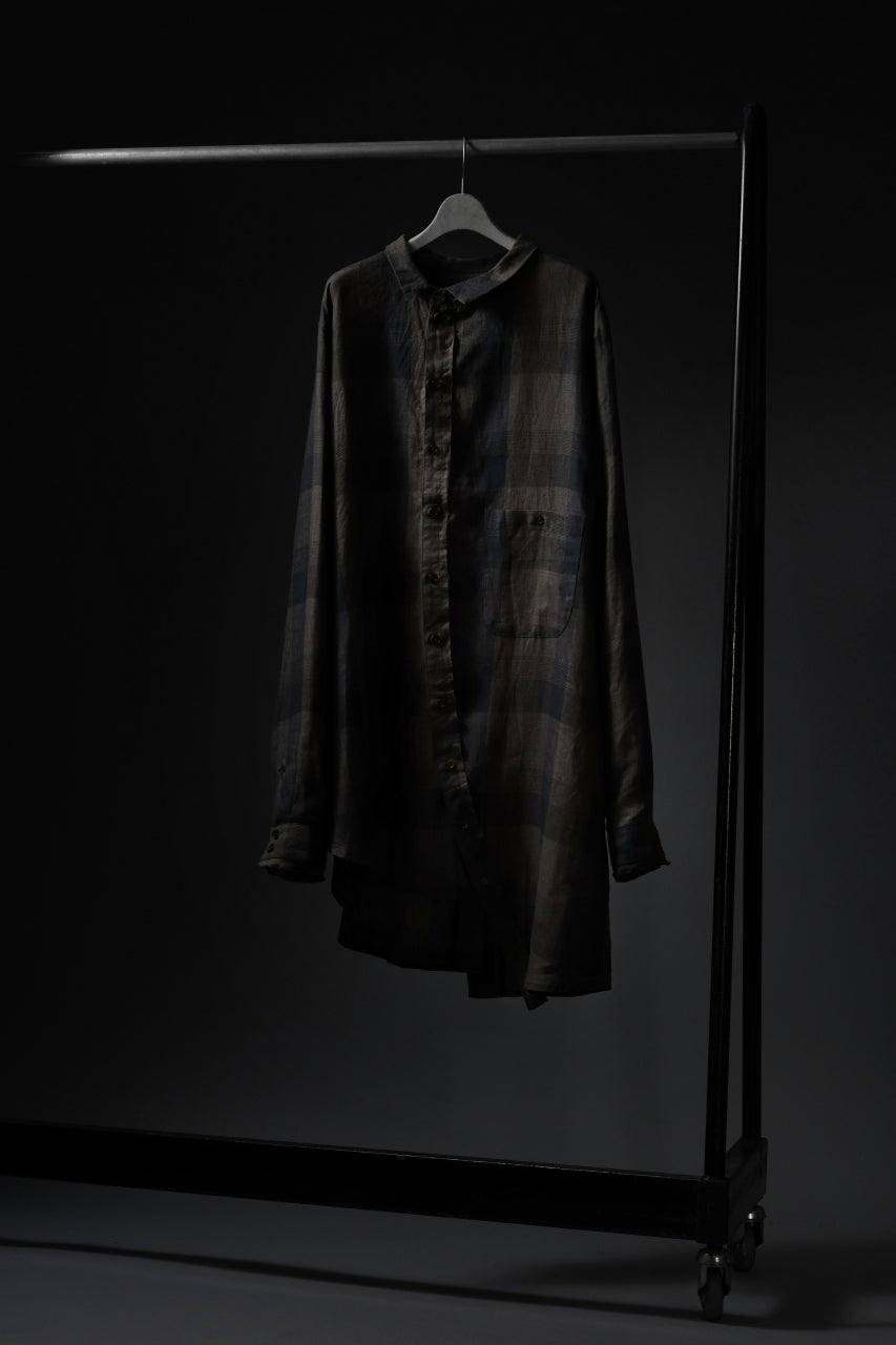 画像をギャラリービューアに読み込む, Aleksandr Manamis Asymmetry Shirt / Organic Linen (CHECKED)