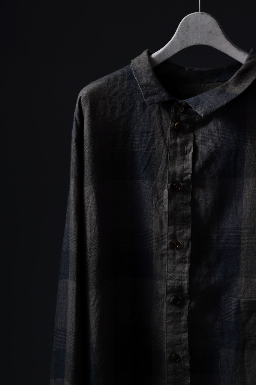 画像をギャラリービューアに読み込む, Aleksandr Manamis Asymmetry Shirt / Organic Linen (CHECKED)