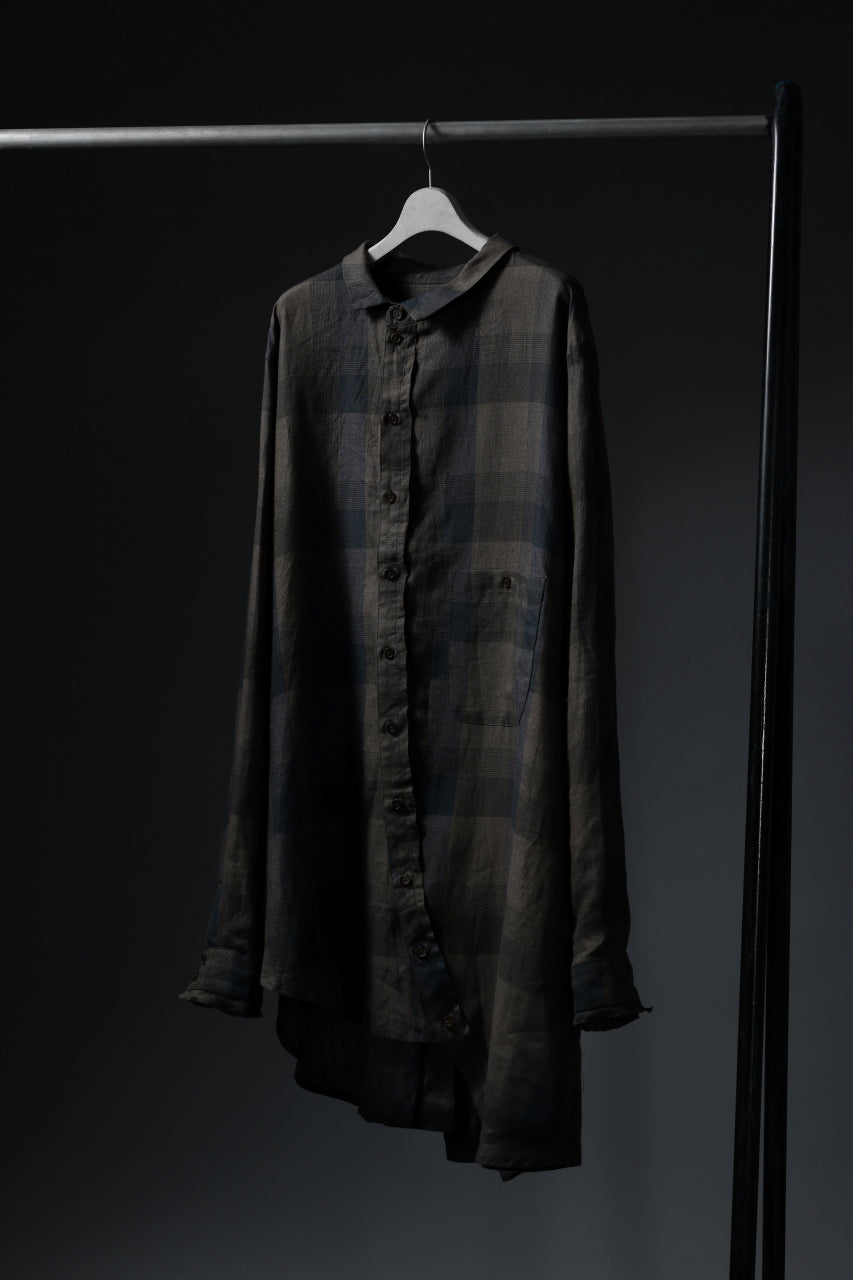 画像をギャラリービューアに読み込む, Aleksandr Manamis Asymmetry Shirt / Organic Linen (CHECKED)