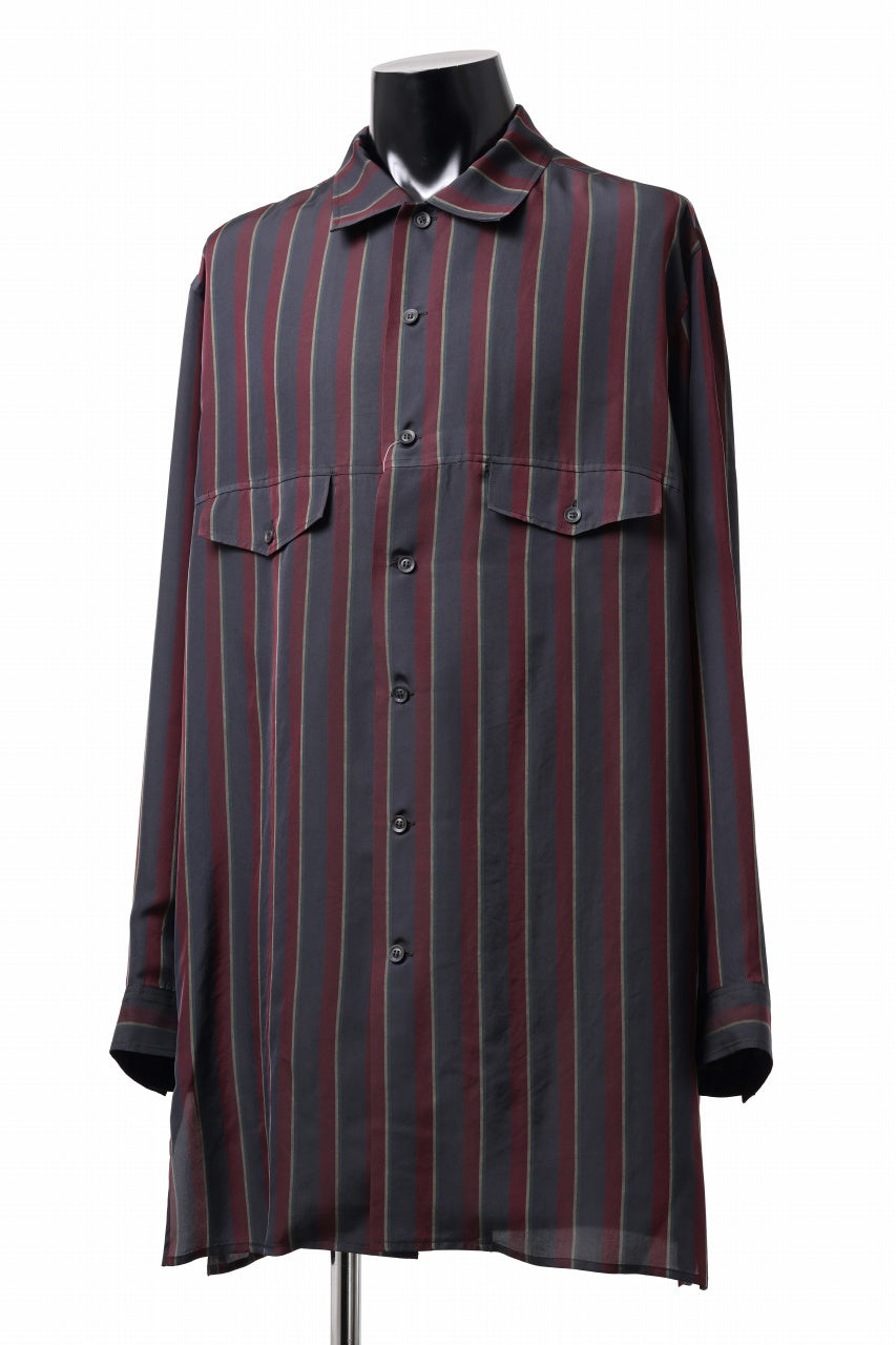 画像をギャラリービューアに読み込む, Y's for men STRIPE SHIRT with FLAP POCKET / PIGMENT DYED CUPRA (BLACK)