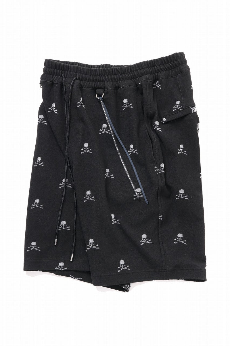 mastermind JAPAN SKULL MONOGRAM PILE SHORTS / REGULAR FIT (BLACK 