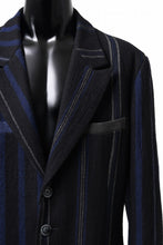 画像をギャラリービューアに読み込む, Y&#39;s for men 3B PEAKED LAPEL JACKET / WOOL SURGE STRIPE (BLACK)