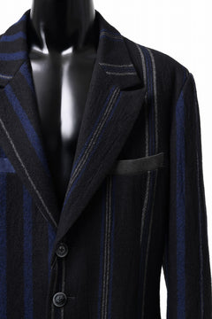 画像をギャラリービューアに読み込む, Y's for men 3B PEAKED LAPEL JACKET / WOOL SURGE STRIPE (BLACK)