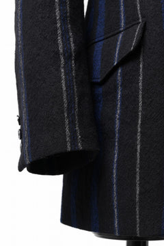 画像をギャラリービューアに読み込む, Y's for men 3B PEAKED LAPEL JACKET / WOOL SURGE STRIPE (BLACK)
