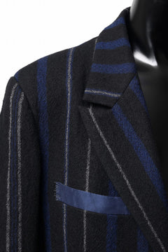 画像をギャラリービューアに読み込む, Y's for men 3B PEAKED LAPEL JACKET / WOOL SURGE STRIPE (BLACK)