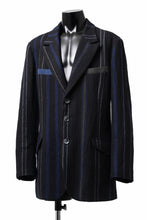 画像をギャラリービューアに読み込む, Y's for men 3B PEAKED LAPEL JACKET / WOOL SURGE STRIPE (BLACK)