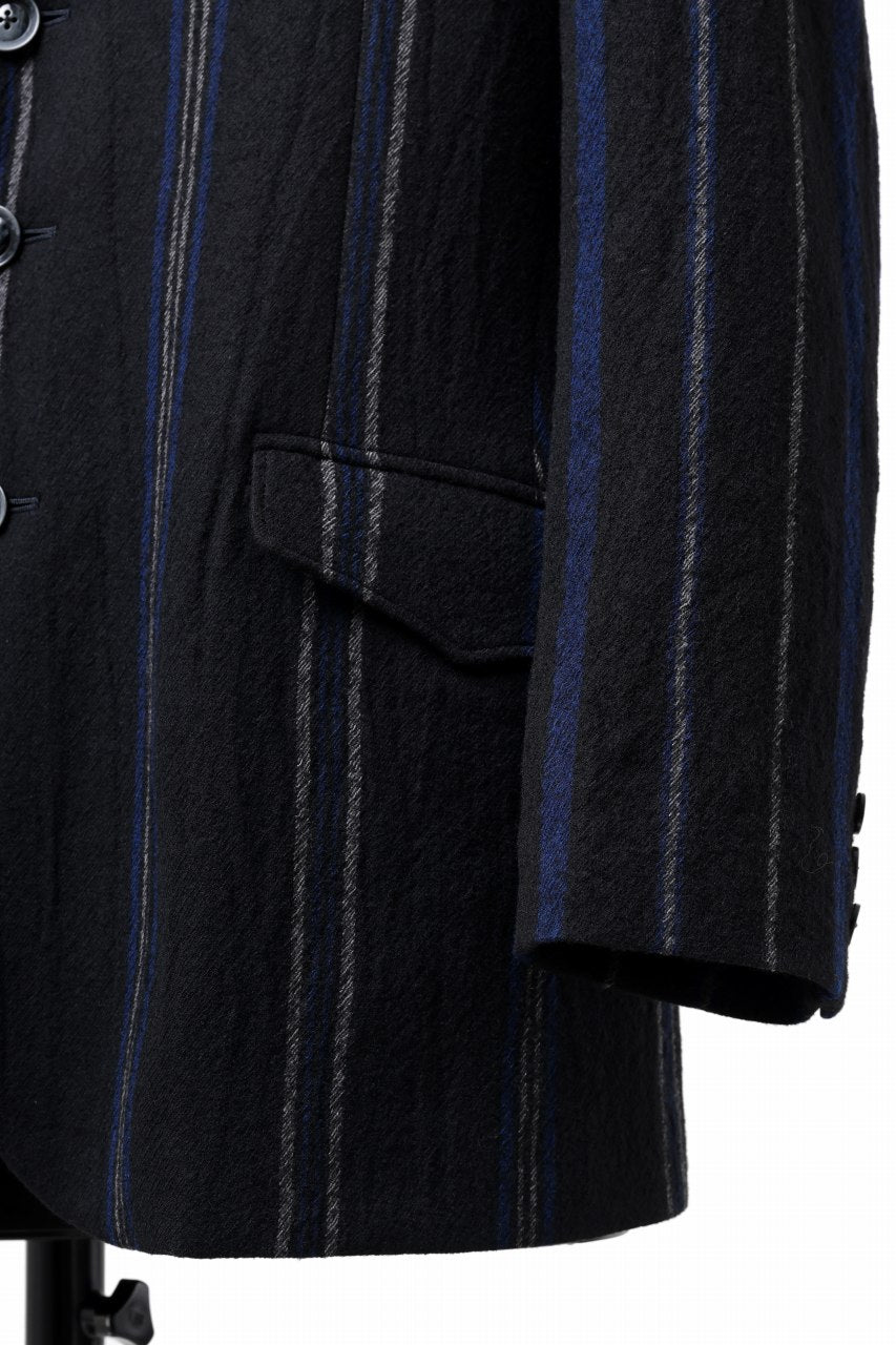 画像をギャラリービューアに読み込む, Y's for men 3B PEAKED LAPEL JACKET / WOOL SURGE STRIPE (BLACK)