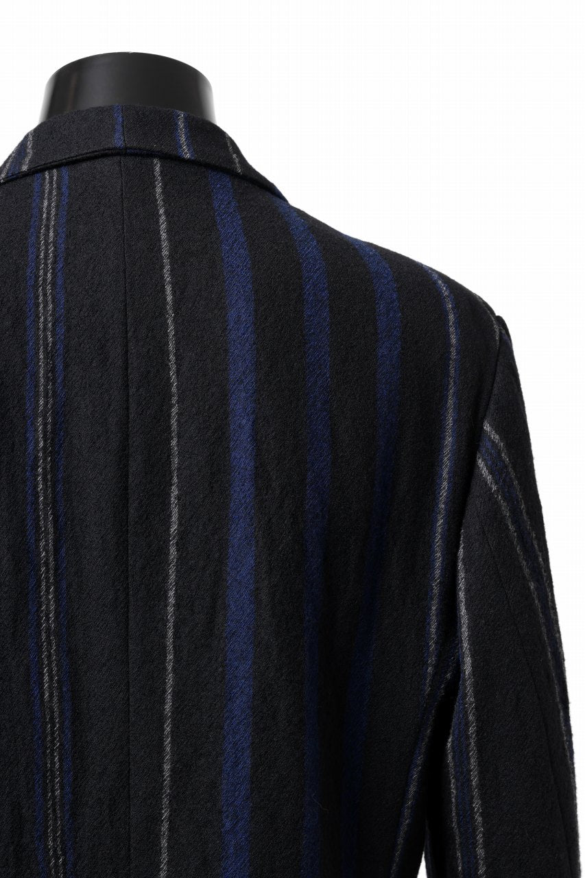 画像をギャラリービューアに読み込む, Y&#39;s for men 3B PEAKED LAPEL JACKET / WOOL SURGE STRIPE (BLACK)