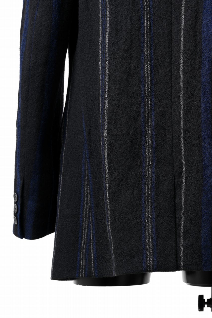 画像をギャラリービューアに読み込む, Y's for men 3B PEAKED LAPEL JACKET / WOOL SURGE STRIPE (BLACK)