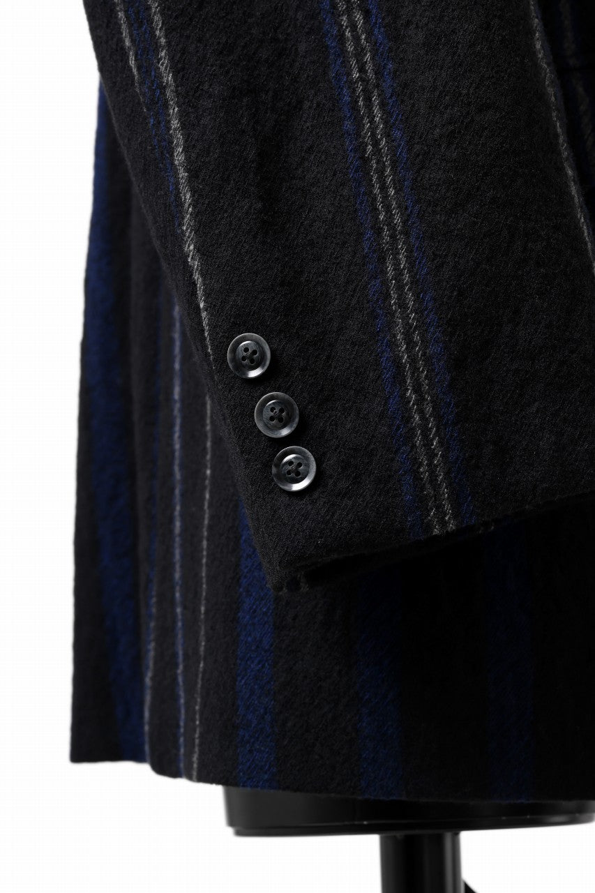 画像をギャラリービューアに読み込む, Y's for men 3B PEAKED LAPEL JACKET / WOOL SURGE STRIPE (BLACK)