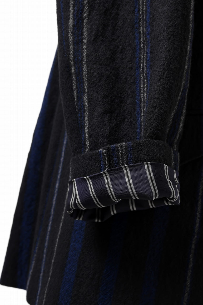 画像をギャラリービューアに読み込む, Y's for men 3B PEAKED LAPEL JACKET / WOOL SURGE STRIPE (BLACK)