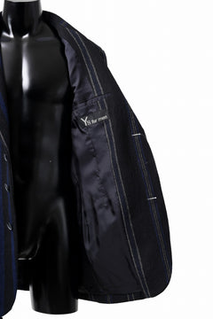 画像をギャラリービューアに読み込む, Y's for men 3B PEAKED LAPEL JACKET / WOOL SURGE STRIPE (BLACK)