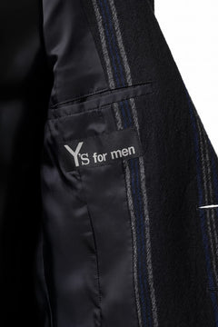 画像をギャラリービューアに読み込む, Y's for men 3B PEAKED LAPEL JACKET / WOOL SURGE STRIPE (BLACK)