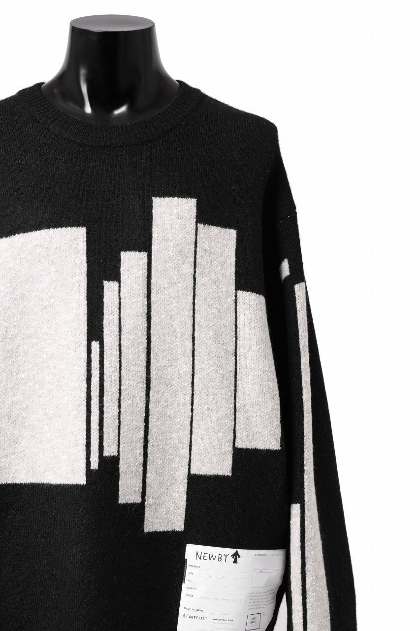 画像をギャラリービューアに読み込む, A.F ARTEFACT GEO PATTERN KNIT TOPS (BLACK x BEIGE)