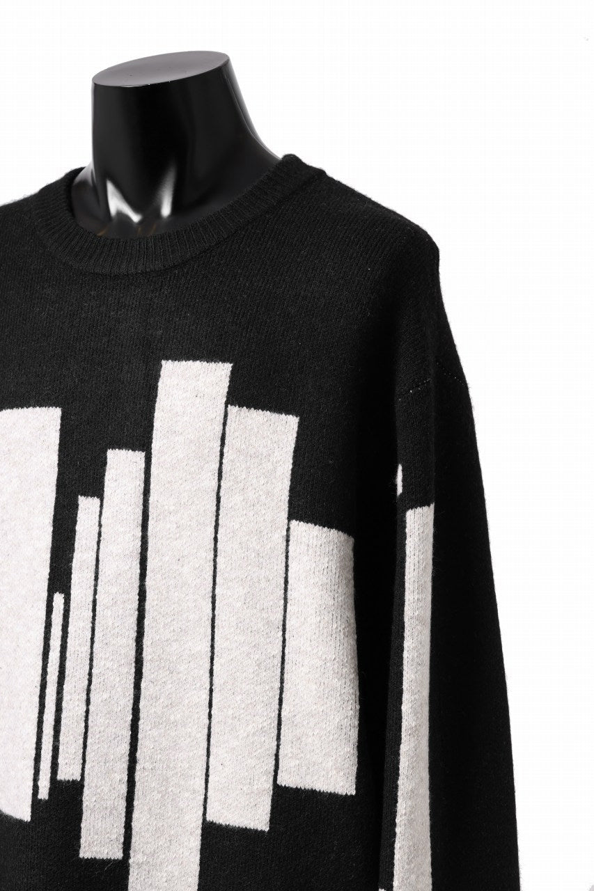 画像をギャラリービューアに読み込む, A.F ARTEFACT GEO PATTERN KNIT TOPS (BLACK x BEIGE)