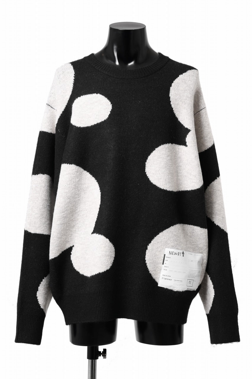 画像をギャラリービューアに読み込む, A.F ARTEFACT POLKA PATTERN KNIT TOPS (BLACK x BEIGE)