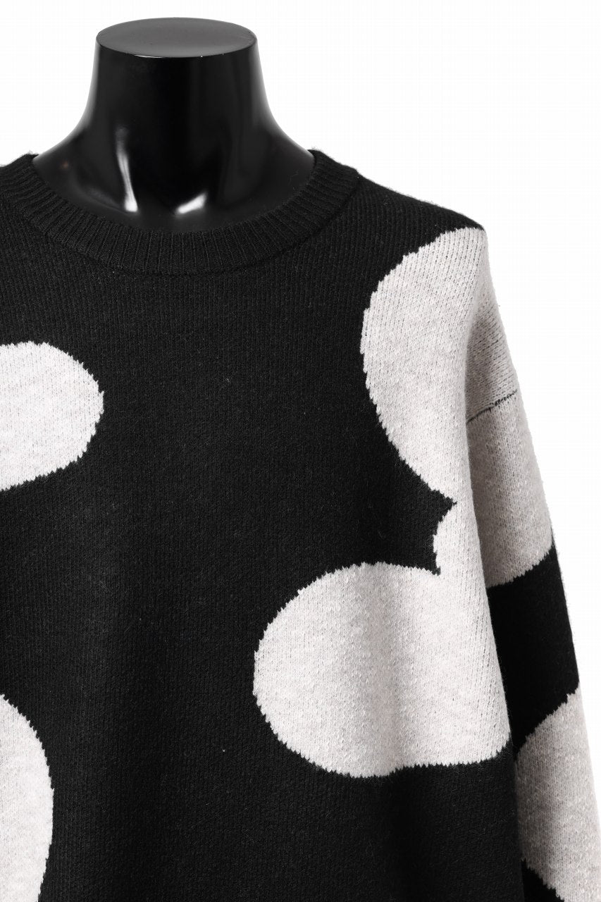 画像をギャラリービューアに読み込む, A.F ARTEFACT POLKA PATTERN KNIT TOPS (BLACK x BEIGE)