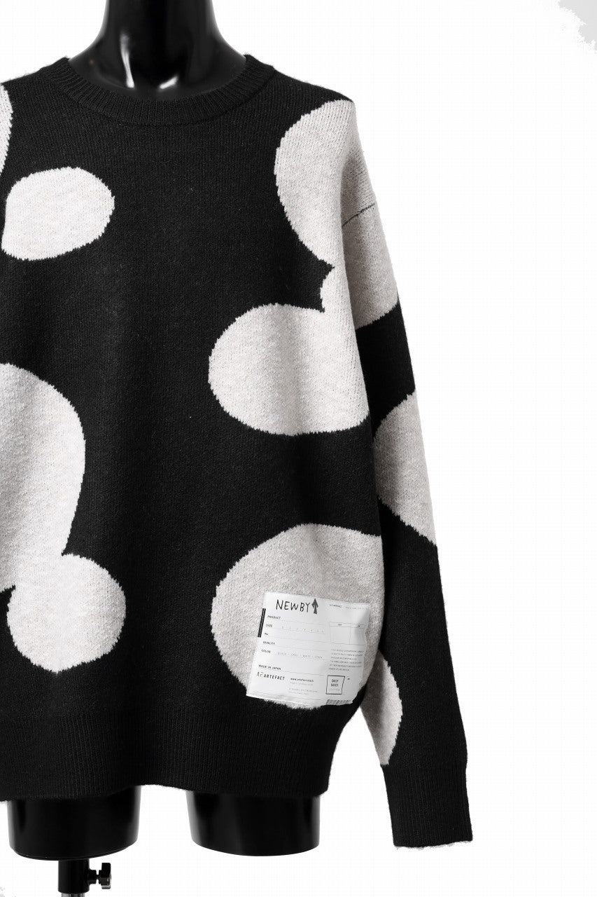 画像をギャラリービューアに読み込む, A.F ARTEFACT POLKA PATTERN KNIT TOPS (BLACK x BEIGE)