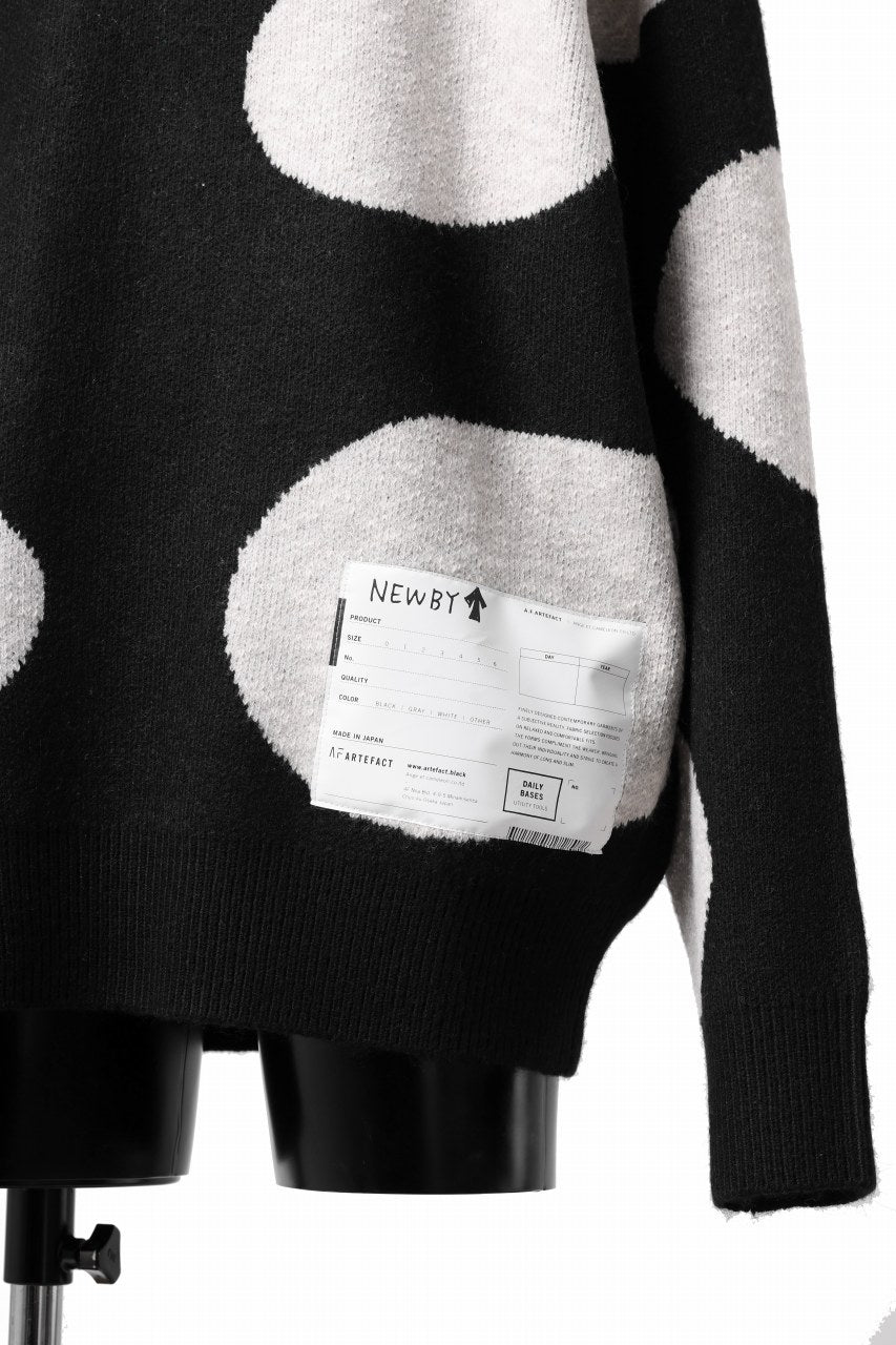 画像をギャラリービューアに読み込む, A.F ARTEFACT POLKA PATTERN KNIT TOPS (BLACK x BEIGE)