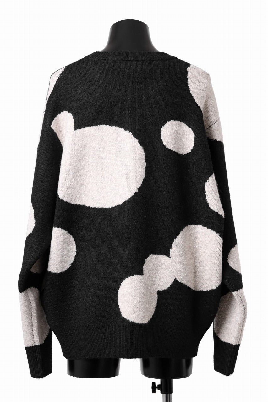 画像をギャラリービューアに読み込む, A.F ARTEFACT POLKA PATTERN KNIT TOPS (BLACK x BEIGE)