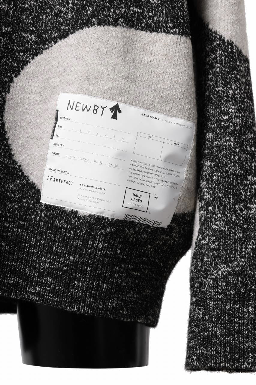 画像をギャラリービューアに読み込む, A.F ARTEFACT POLKA PATTERN KNIT TOPS (GREY x BEIGE)