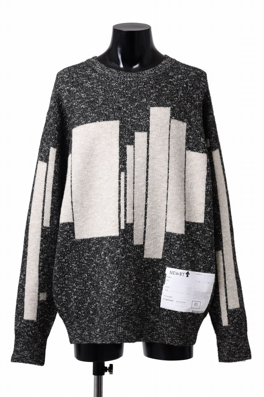 画像をギャラリービューアに読み込む, A.F ARTEFACT GEO PATTERN KNIT TOPS (GREY x BEIGE)
