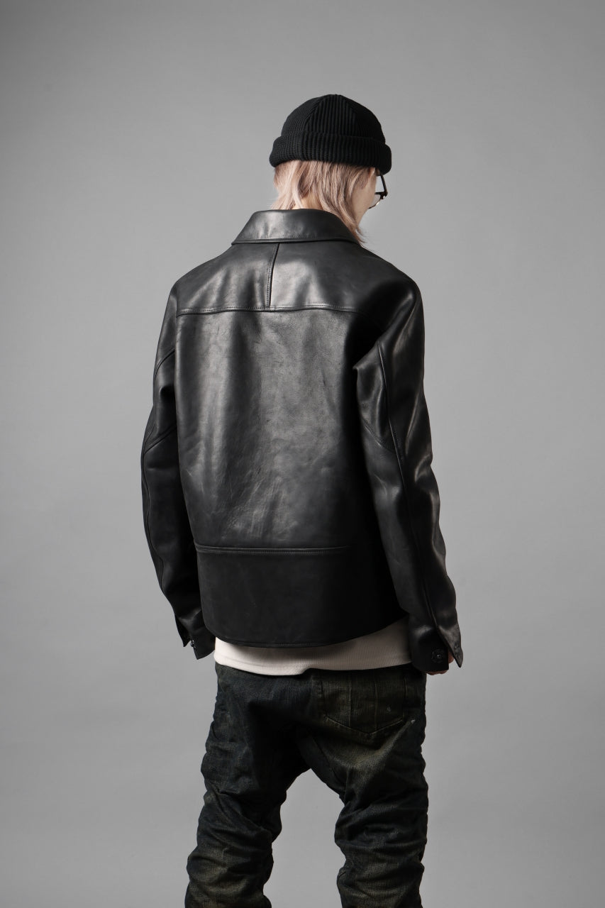 画像をギャラリービューアに読み込む, ierib EX-Collared Zip Jacket / Horse Nubuck Leather (BLACK)