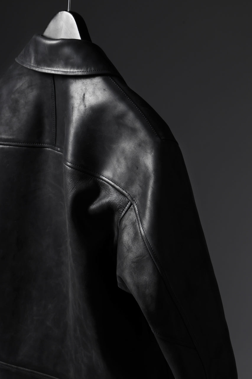 画像をギャラリービューアに読み込む, ierib EX-Collared Zip Jacket / Horse Nubuck Leather (BLACK)