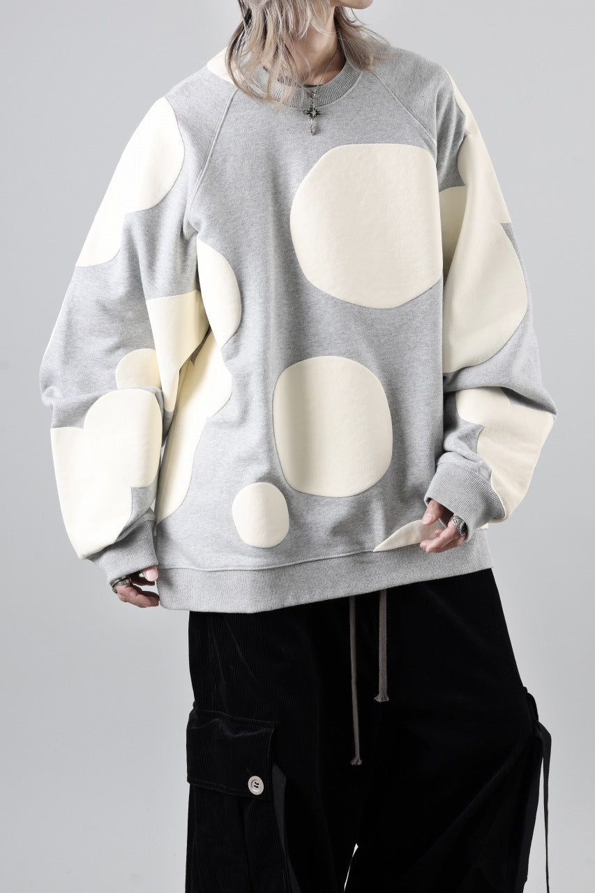 画像をギャラリービューアに読み込む, A.F ARTEFACT POLKA PATTERN SWEAT RAGLAN TOPS (HEATHER GREY)