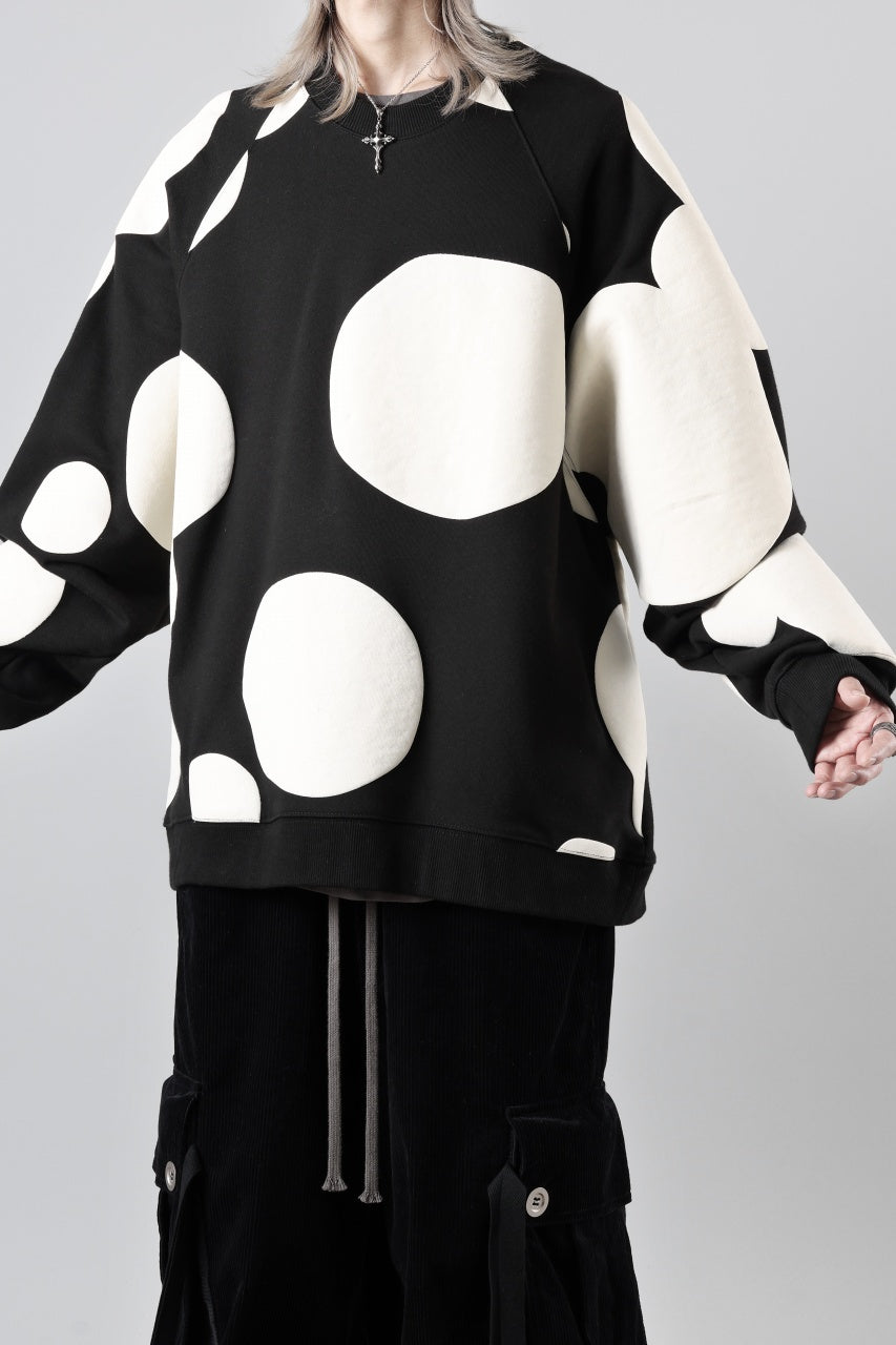 画像をギャラリービューアに読み込む, A.F ARTEFACT POLKA PATTERN SWEAT RAGLAN TOPS (BLACK)