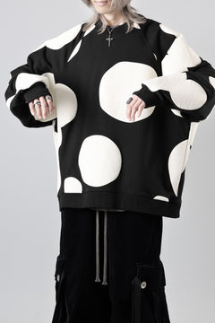 画像をギャラリービューアに読み込む, A.F ARTEFACT POLKA PATTERN SWEAT RAGLAN TOPS (BLACK)