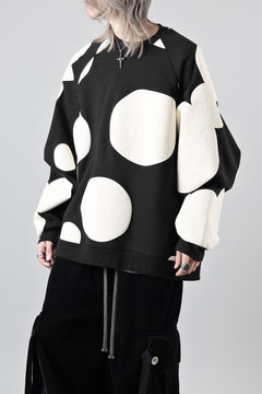 画像をギャラリービューアに読み込む, A.F ARTEFACT POLKA PATTERN SWEAT RAGLAN TOPS (BLACK)