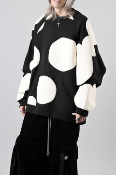 画像をギャラリービューアに読み込む, A.F ARTEFACT POLKA PATTERN SWEAT RAGLAN TOPS (BLACK)