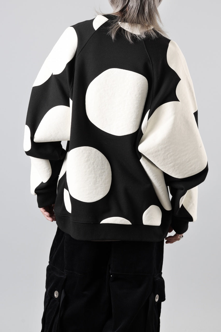 画像をギャラリービューアに読み込む, A.F ARTEFACT POLKA PATTERN SWEAT RAGLAN TOPS (BLACK)
