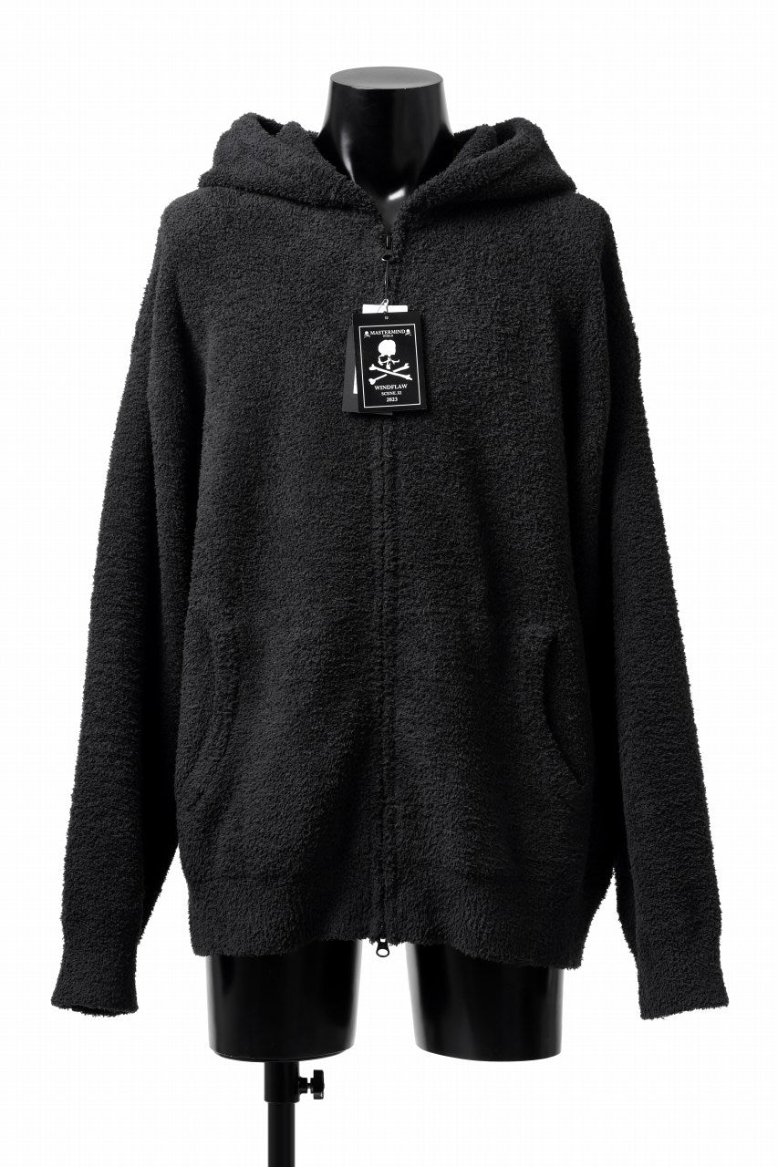 Load image into Gallery viewer, mastermind WORLD ZIP HOODIE PARKA / SOFTY BOA FLEECE (BLACK x WHITE)