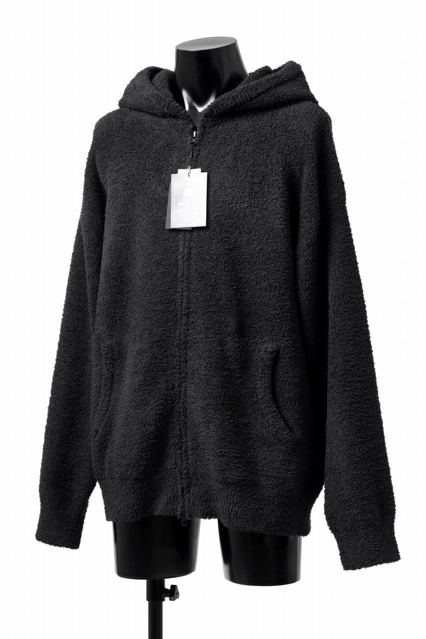 Load image into Gallery viewer, mastermind WORLD ZIP HOODIE PARKA / SOFTY BOA FLEECE (BLACK x WHITE)