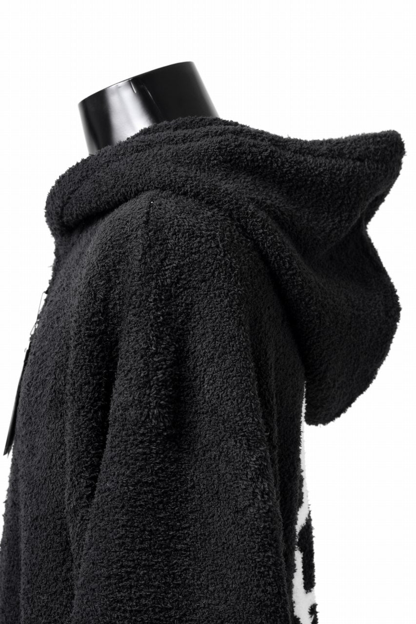 Load image into Gallery viewer, mastermind WORLD ZIP HOODIE PARKA / SOFTY BOA FLEECE (BLACK x WHITE)