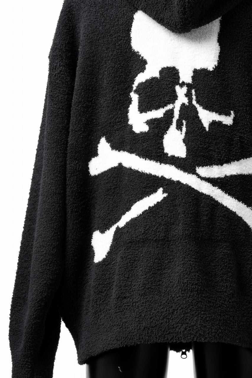 Load image into Gallery viewer, mastermind WORLD ZIP HOODIE PARKA / SOFTY BOA FLEECE (BLACK x WHITE)