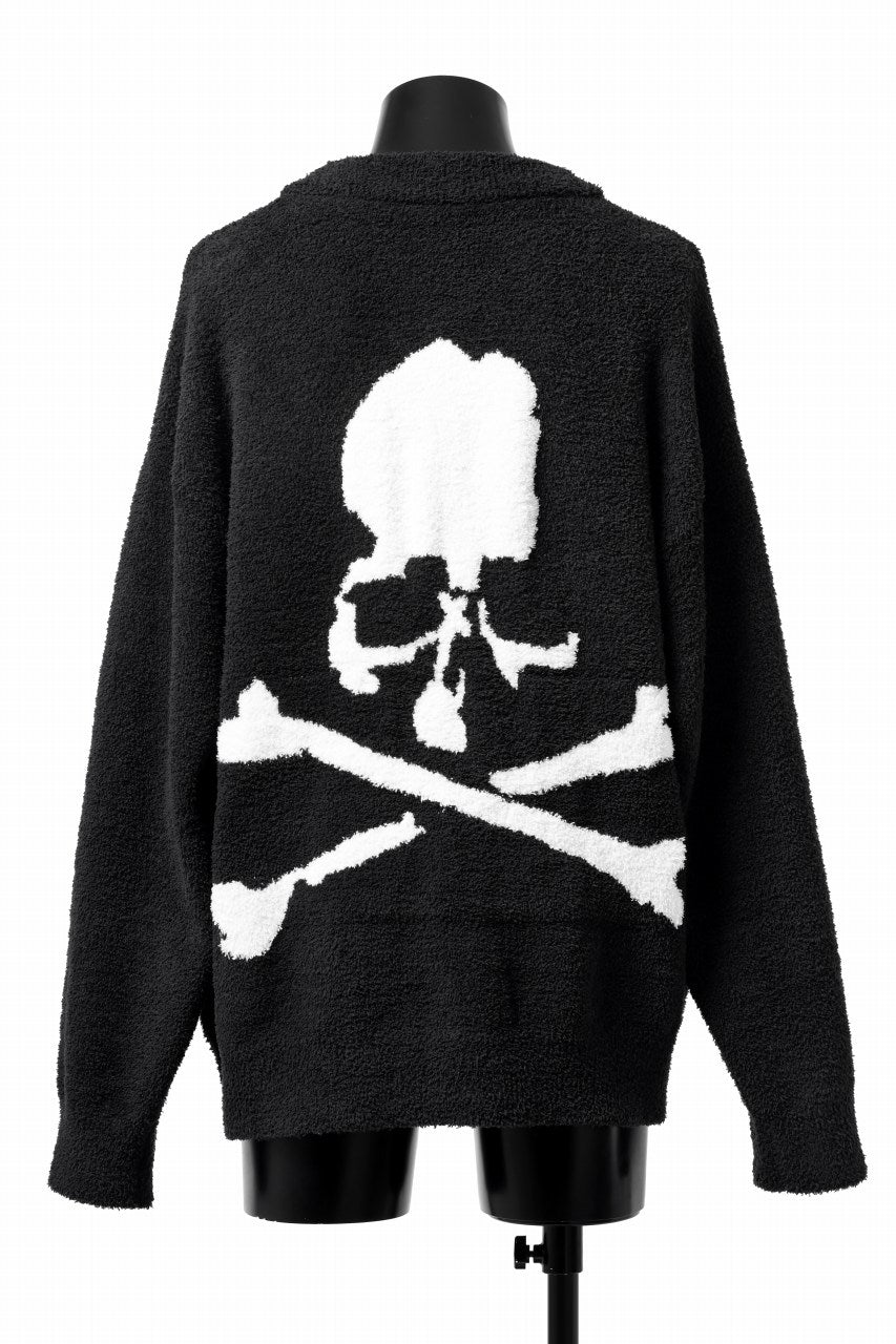 Load image into Gallery viewer, mastermind WORLD CARDIGAN / SOFTY BOA FLEECE (BLACK x WHITE)