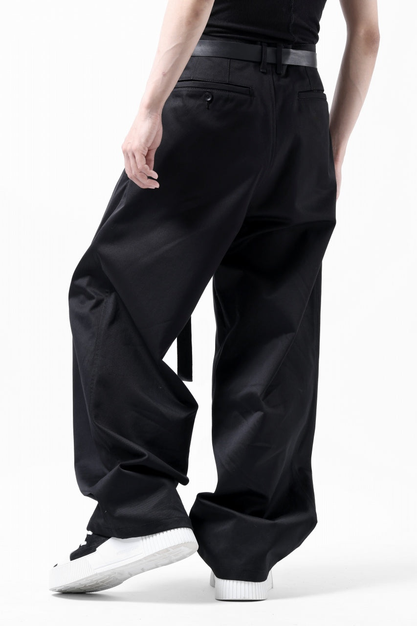 画像をギャラリービューアに読み込む, ISAMU KATAYAMA BACKLASH TUCK WIDE PANTS / HIGH DENSITY CHINO CLOTH (BLACK)